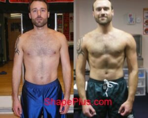 Chad before and after men's strength training program at Shape Plus