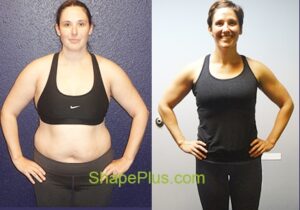 Elizabeth before and after lose baby weight post pregnancy training program at Shape Plus