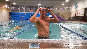 High intensity interval swim workout performed as part of a full body fitness routine