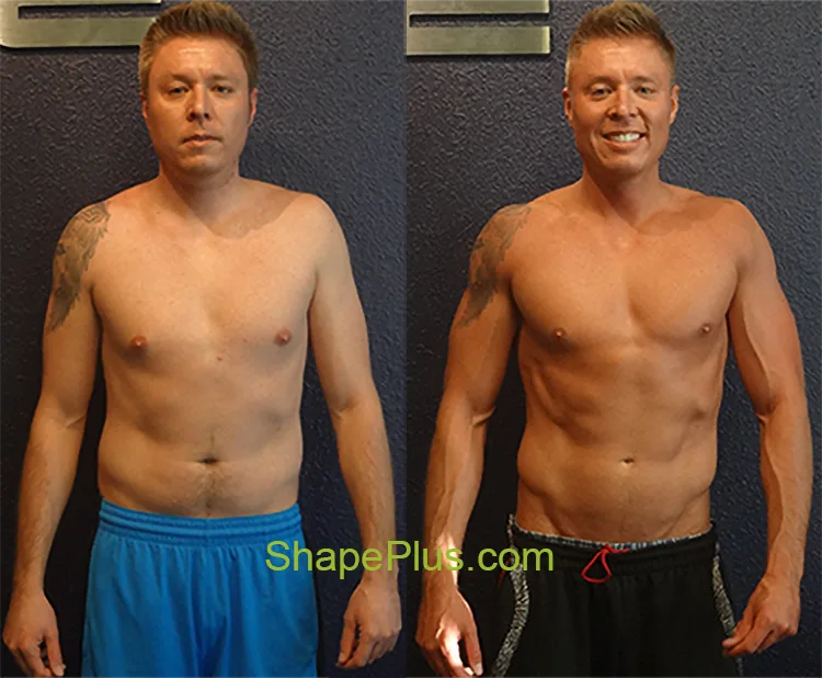 Nick’s before-and-after men’s strength training results at Shape Plus
