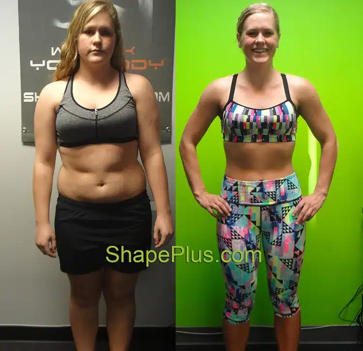 Alyse before and after her Shape Plus personal training transformation