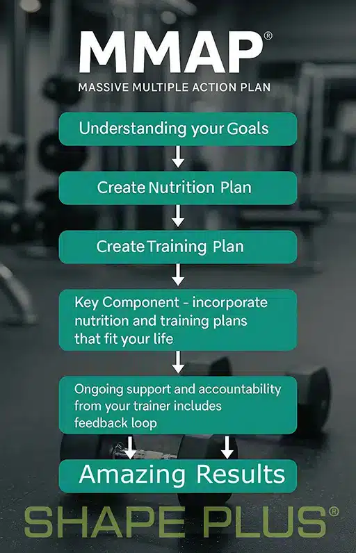 Shape Plus MMAP Massive Multiple Action Plan personal training system.