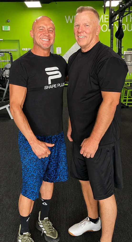 Jess Hogue with Shape Plus client Robert at Shape Plus Personal Training