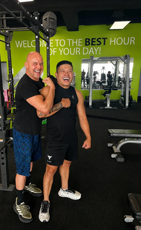 Jess Hogue training with a Shape Plus client at the Denver gym